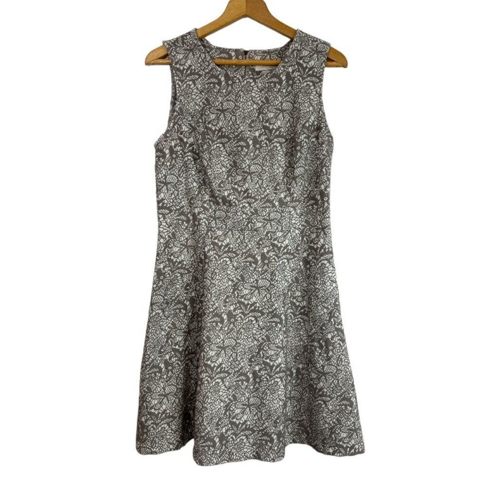 Loft Dress Fit and Flare Beige and Brown Sleeveless Size 10 NWT Cottagecore - Picture 2 of 13
